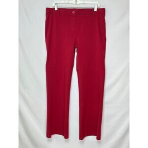 Betabrand Women's Size XL Petite Red Flare Pull On Knit Pants Casual Comfort